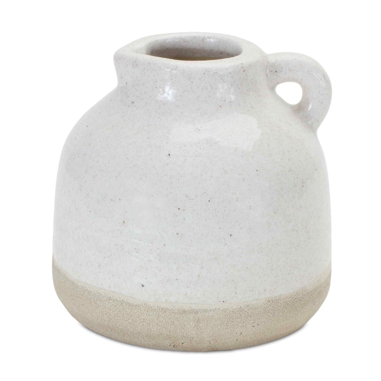 Melrose Decorative Bud Vases with Handle - 4.75" - White and Beige - Set of 3